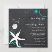 Invitation Mariage Turquoise White Chalkboard Beach (Devant)