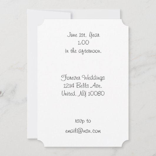 Invitation Mariage Tuxedo (Dos)