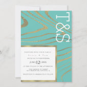 Invitation Mariage Typographie Agate Or Liquide Marbre (Devant)