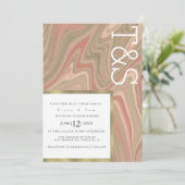 Invitation Mariage Typographie Agate Terre Cuite Liquide Marb (Debout devant)