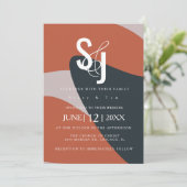 Invitation Mariage Typographie Bleue Terracotta Bio (Debout devant)