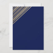 Invitation Mariage typographie géométrique bleu marine or (Dos)