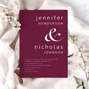 Invitation Mariage Typographie Minimaliste Ampersand Bourgogn