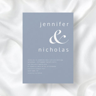 Invitation Mariage Typographie Moderne Ampersand Bleu Poussié