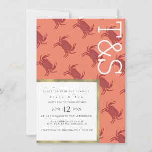 Invitation Mariage Typographie Or Cuire Crab Minimaliste