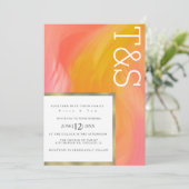 Invitation Mariage Typographie Orange Rose Marbre Or (Debout devant)