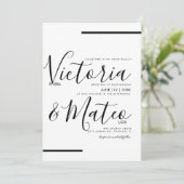 Invitation Mariage Typographie Script Noir Blanc Ligne (Debout devant)