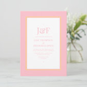 Invitation Mariage Typographie Tendance Rose et Jaune (Debout devant)