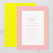 Invitation Mariage Typographie Tendance Rose et Jaune (Devant / Derrière)