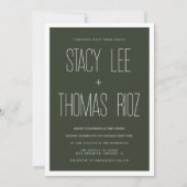 Invitation Mariage Typographie Vert Olive Moderne  (Devant)