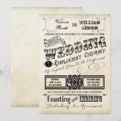 Invitation Mariage Typographie Vintage (Devant / Derrière)
