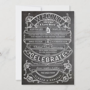 Invitation Mariage Typographie Vintage Moderne Tableau Noir
