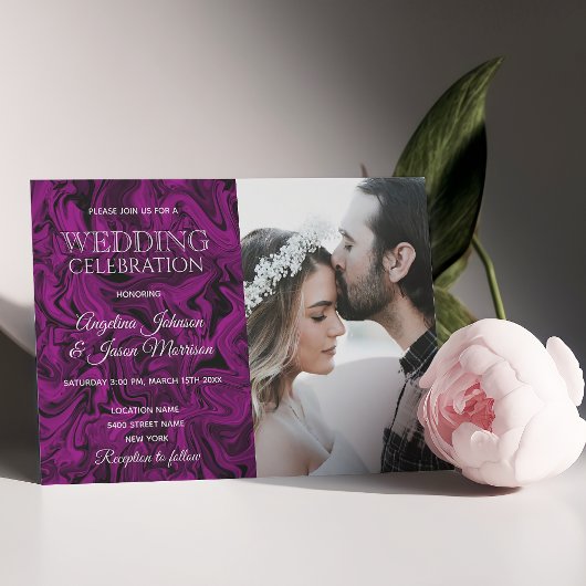 Invitation Mariage Typographie Violet