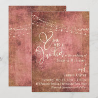 Mariage typographique avec lumières vintage rose e