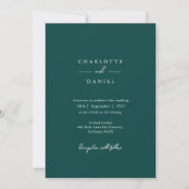 Invitation Mariage typographique sarcelle moderne minimaliste (Devant)