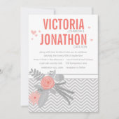 Invitation Mariage typographique Zig Zag Navy et Gris Corail (Devant)