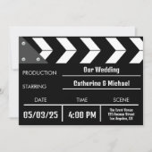 Invitation Mariage unique Black Movie Clapper (Devant)