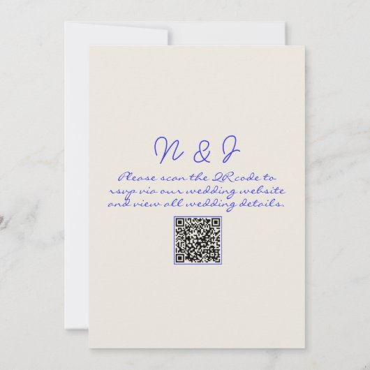 Invitation Mariage unique de code QR rédigé à la main (Dos)