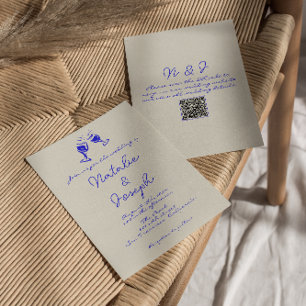 Invitation Mariage unique de code QR rédigé à la main