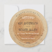 Invitation Mariage unique de la tranche de tronc de bois rust (Devant)