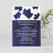 Invitation Mariage unique en blanc Satin Bleu profond (Debout devant)