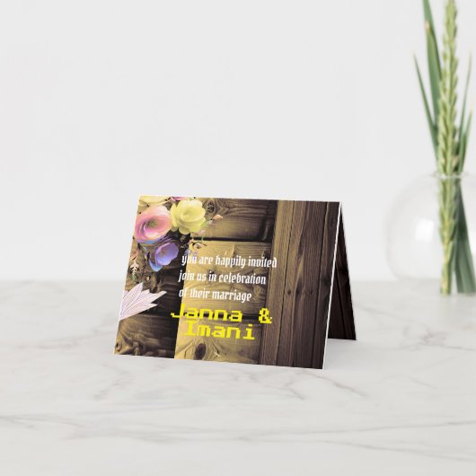 Invitation mariage unique en bois texturé (Devant)