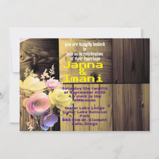 Invitation mariage unique en bois texturé