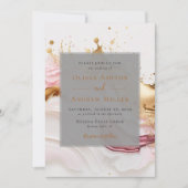 Invitation Mariage unique Gold Pink Abstrait (Devant)