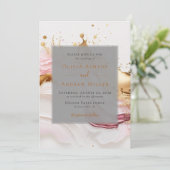 Invitation Mariage unique Gold Pink Abstrait (Debout devant)