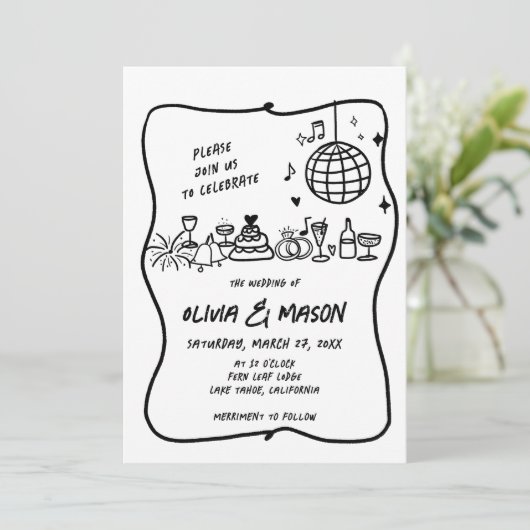 Invitation Mariage unique moderne et original (Debout devant)