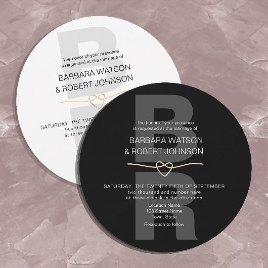 Invitation Mariage Unique Moderne Noir et Blanc