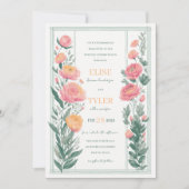 Invitation Mariage unique Orange rose Ranunculus floral côtés (Devant)