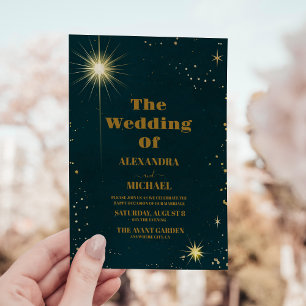 Invitation Mariage Univers Espace Vert Emeraude Galaxie