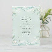 Invitation Mariage Vague Feuille de Menthe (Debout devant)