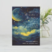 Invitation Mariage Vagues Célestes au Clair de Lune (Debout devant)