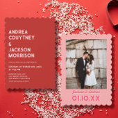Invitation Mariage Valentin rouge et rose