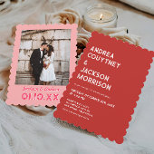 Invitation Mariage Valentin rouge et rose