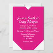 Invitation Mariage Valentines en forme de coeur rose chaud (Devant)