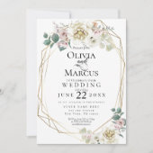 Invitation Mariage | Vanilla+ Aquarelle Peony Flowers (Devant)