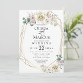 Invitation Mariage | Vanilla+ Aquarelle Peony Flowers (Debout devant)