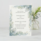 Invitation Mariage Végétal Art Nouveau Sarcelle Or (Debout devant)