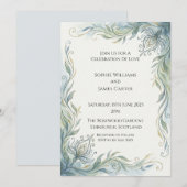 Invitation Mariage Végétal Art Nouveau Sarcelle Or (Devant / Derrière)