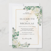 Invitation Mariage végétal blanc rustique (Devant)