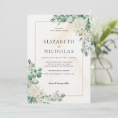 Invitation Mariage végétal blanc rustique (Debout devant)