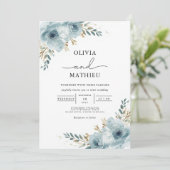 Invitation Mariage végétal bleu serene (Debout devant)