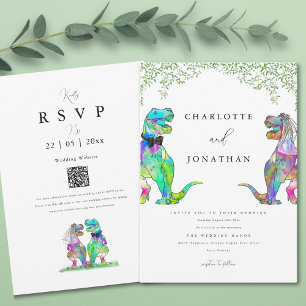 Invitation Mariage Végétal de la Mariée et du Marié Dinosaure