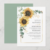 Invitation Mariage végétal de tournesol géométrique (Devant / Derrière)