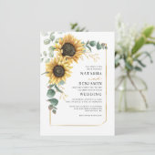 Invitation Mariage végétal de tournesol géométrique (Debout devant)