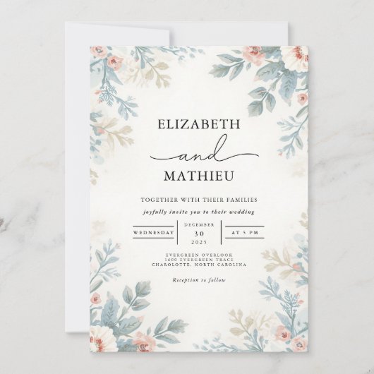 Invitation Mariage végétal doux (Devant)