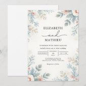 Invitation Mariage végétal doux (Devant / Derrière)